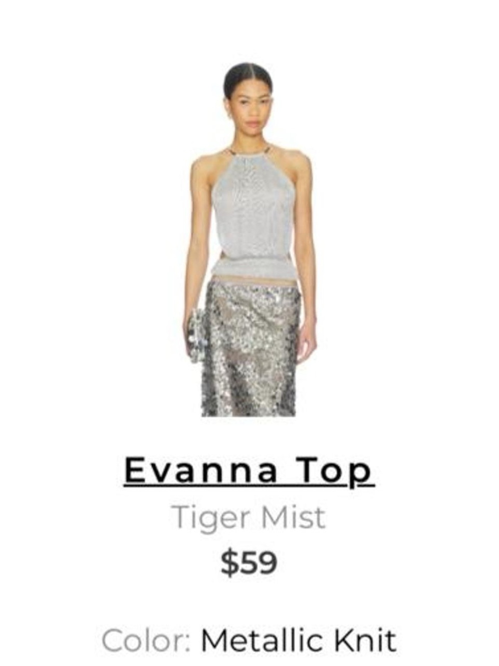 Tiger Mist Evanna Top - Metallic Silver